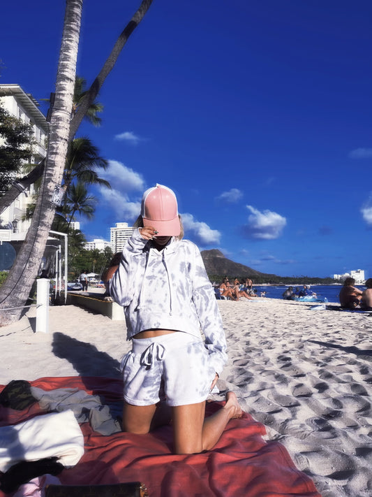Casual Paradise Tie-Dye Short and Cropped Hoodie Set